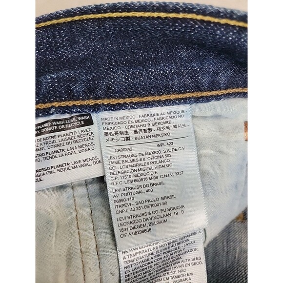 Levis 501 Jeans Mens 36x31 Button Fly Straight Cotton Dark Blue Mid Distressed - Picture 11 of 16